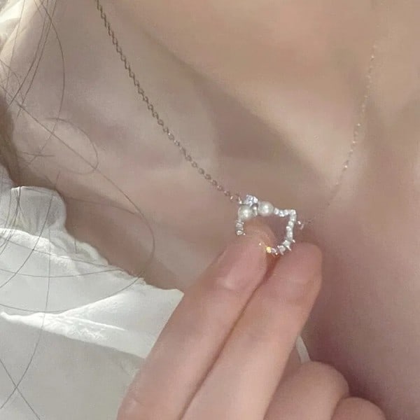 Hello Kitty Sanrio Anime krystal vedhæng halskæder damer pige enkel hvid zirkon elegant halskæde