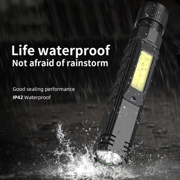 Kannettava LED+COB taskulamppu magneetilla USB ladattava kalastukseen retkeilyyn työhön valo tehokas taskulamppu