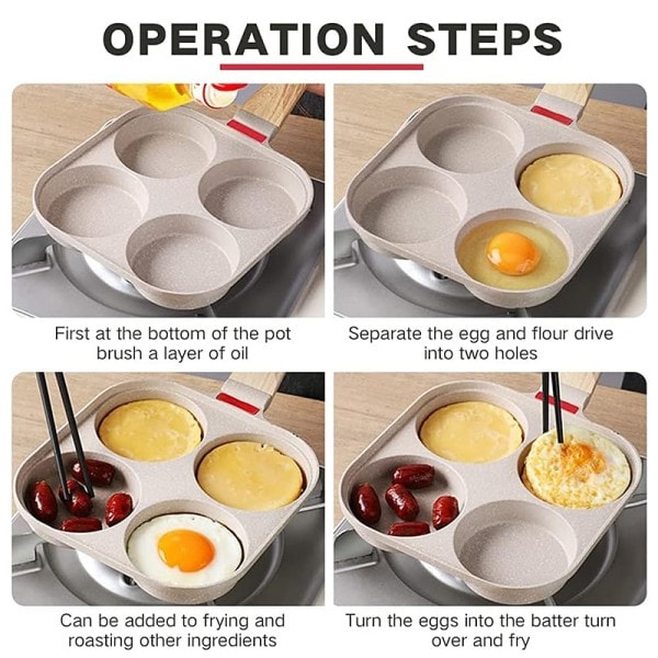 Fortykket Omelet Æg Stege pande med låg Nonstick 4 kopper Pandekage Stegt Æg pande til morgenmad pande æg koger pande form