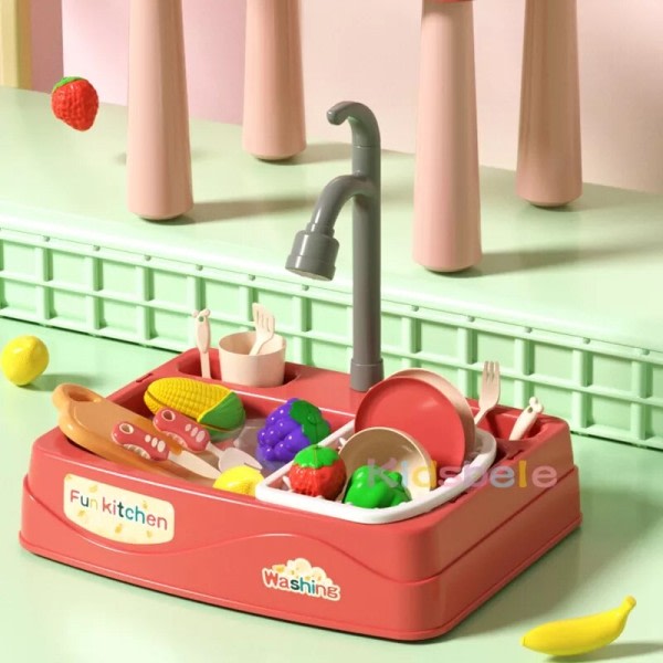 Børn køkken vask legetøj elektrisk opvaskemaskine lege legetøj med rindende  vand foregive leg mad sommerlegetøj 8b81 | Fyndiq