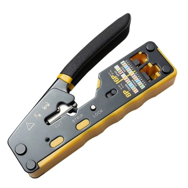 Crimp Tool Pass Through Crimper Cutter for Cat6 Cat5 Cat5e 8P8C Modular Connector Ethernet All-in-one Wire Tool