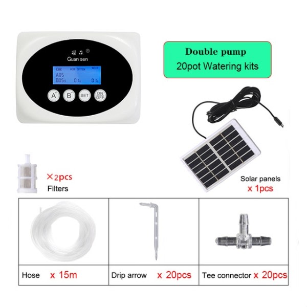 Dobbelt Pumpe Intelligent Dryp Vanding System Vand Pumpe Timer Plant Automatisk Vandingsenhed