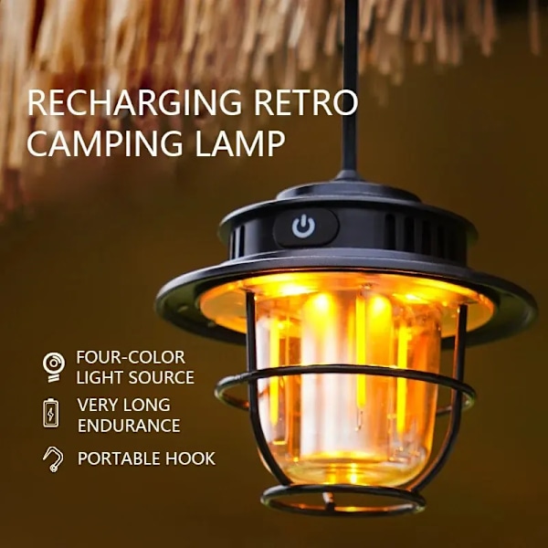Professionell Bärbar Camping Lantern Vattentät Nödläge Ljus Steglös Dimbar Hängande Tält Lampa