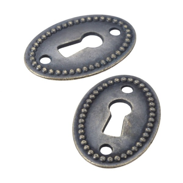2st Antik Brons Färg Oval Form Nyckelhål Kåpa Curved Ihåliga Anslutningar
