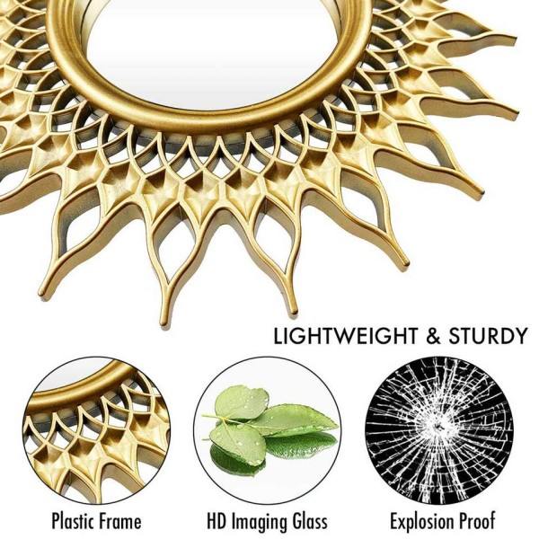 Sol Spegel Guld Rund Dekorativ Vägg Sunburst Speglar Hem Inredning Tillbehör