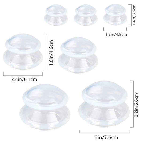 7 koppar Premium Transparent Silicon Cupping Set Device Cellulite Massager