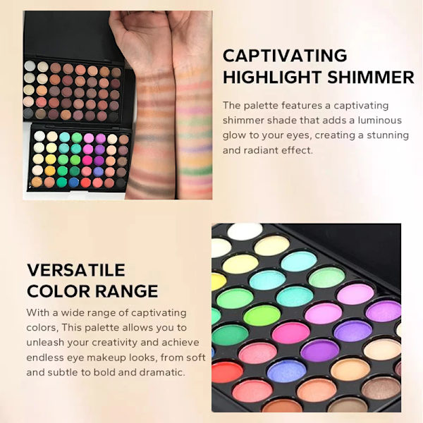 40 farve mat øjenskygge palette glitter øjen skygge vandtæt langtidsholdbar makeup