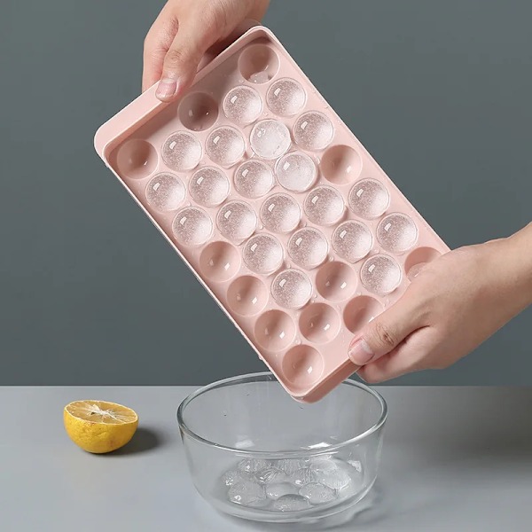3D Rund Is Bricka med lock Plast Diamant Stil Is form