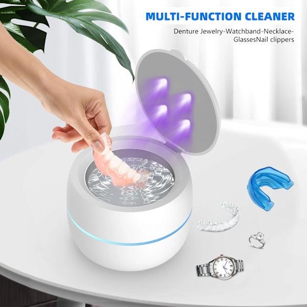 Husholdnings Ultralyd UV Renser Tandlæge Assistent Tandprotese Bad Pulserende Rengøring Kit Til Smykker Falske Tænder Aligner Retainer