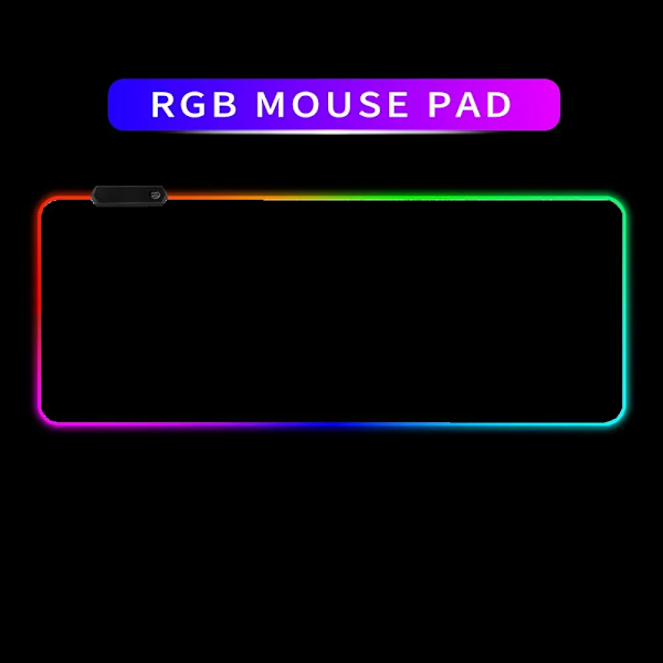 RGB Lysande Ren Svart Musmatta Förtjockad Mus matta stort bord matta