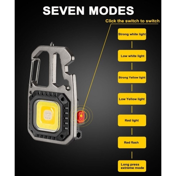 LED Bärbar Nyckelring Ficklampa Utomhus Camping COB Arbete Ljus Nödbelysning Belysning