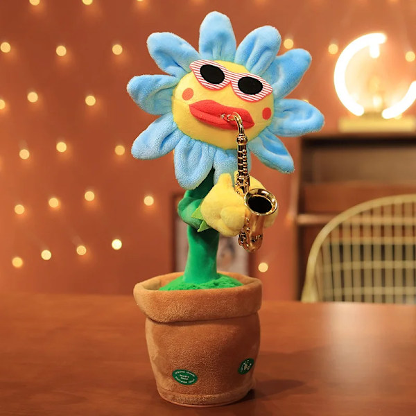 Musical Sang Dans Legetøj Repeating Taling Record Speaking Solflower Soft Plysh