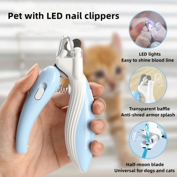 Kjæledyr negleklipper Hund Katt Negletrimmer Arbeidsbesparende Negleklipper Praktisk LED elektrisk neglesliper hund stell utstyr