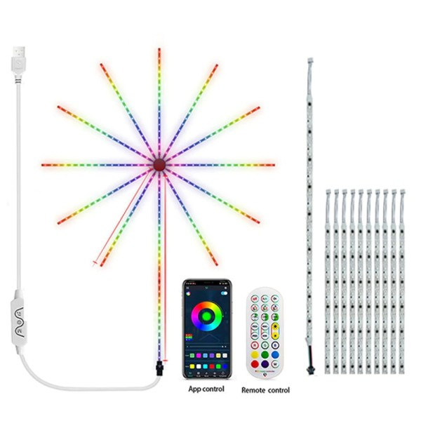 Smart LED Ljus Strip Gör-det-själv Fyrverkeri Fjärrkontroll Bluetooth Festoon Lampa Hem Inomhus Sovrum Fest Bar