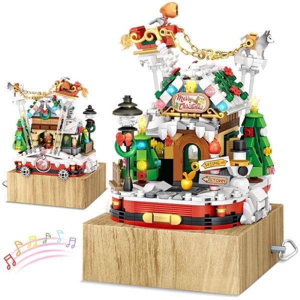 Mini Hus Venner By Jule Musikk Eske Byggeklosser MOC Nissen Tre Figurer Klosser Leker