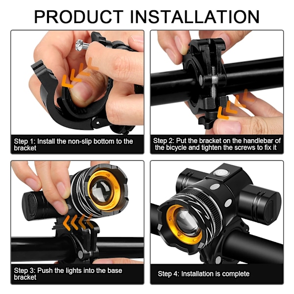 LED sykkel front lys 2400mAh USB oppladbart MTB sykkel frontlykt