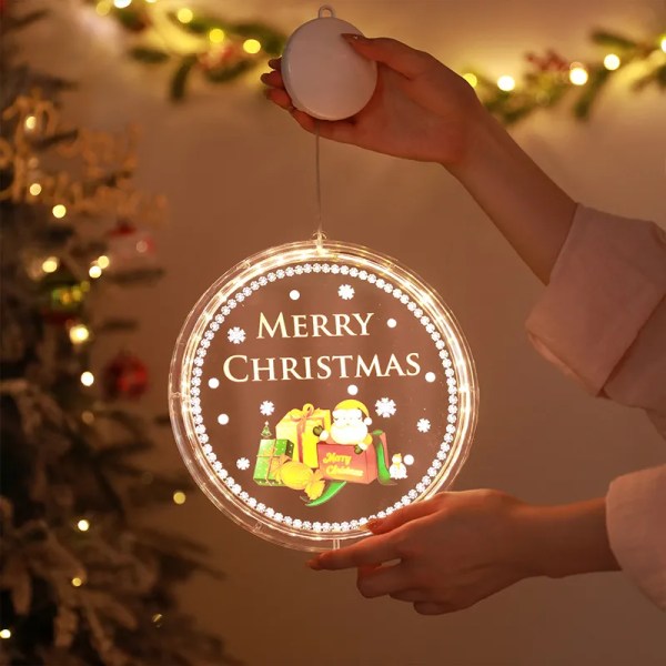 Jul LED Lys Dør Hængende Vindue's Væg's Dekoration Cirkulær Farvet Tegning  Lysende b5f9 | Fyndiq
