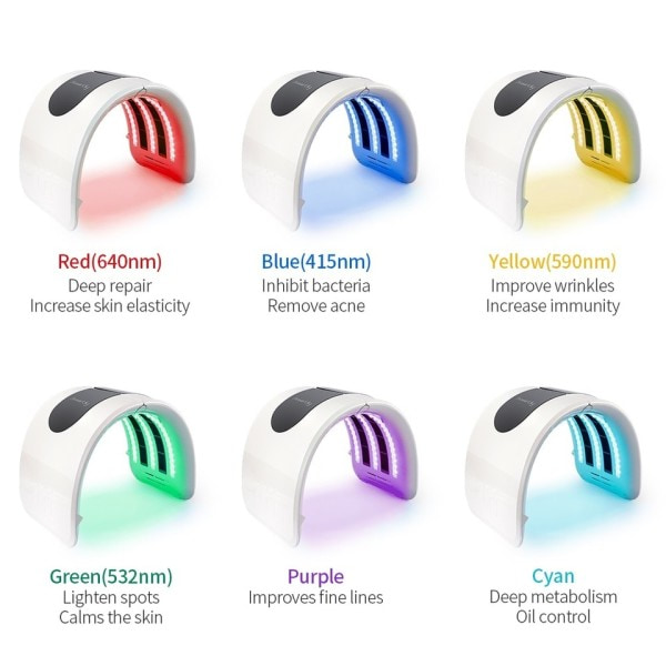 2 IN 1 vikbar 7 färg LED foton 30-60℃ uppvärmning threapy ansikte&Body mask maskin salong