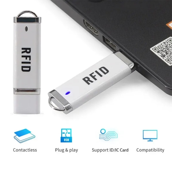 Bärbar Liten U Disk RFID Läsare 125Khz ID 13,56MHz IC Kort Induktion Smart USB Reader Writer