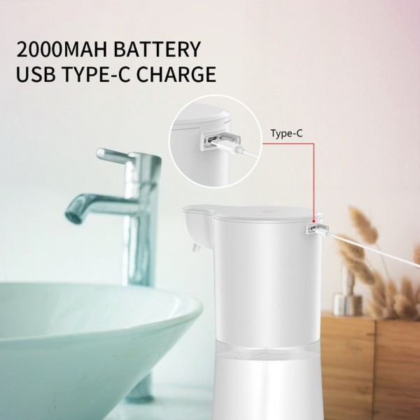 2000mAh USB laddning automatisk induktion skum tvål dispenser smart infraröd beröringsfri hand tvättmaskin