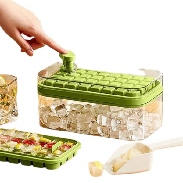 32 Grid Silicon Ice Cube Tray Form Med Lock Spade Förvaring Låda Ta bort Med Ett Klick Ice Maker