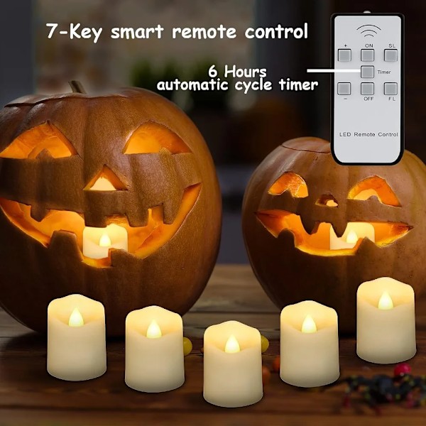 24 deler Oppladbare LED stearinlys Ved USB Timer Fjernkontroll Flimrende flammer