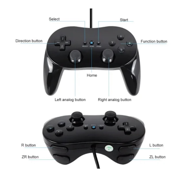 Anden Generation Classic Wired Game Controller til Wii  Game Gamepad Joypad Joystick