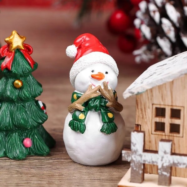 Joulu Pienoiskuvat Figuurit Joulu Kuusi Joulupukki Lumiukkoja Karhu Mikro Maisema nukkekoti
