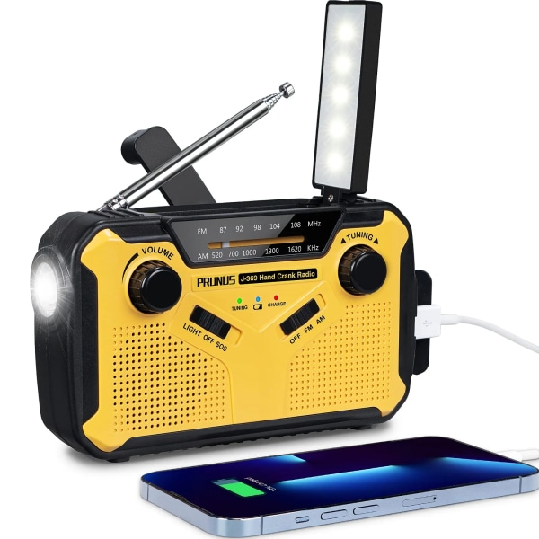 Emergency Radio AM/FM Portable Radio Solor Hand Crank USB AA Batteries Genopladelig Lommelygte Læselampe SOS Alarm til nødsituationer