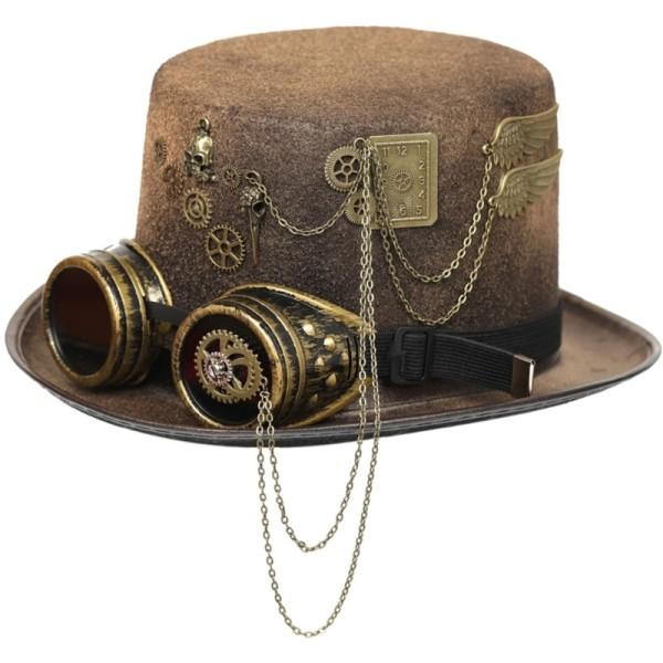 Steampunk Män Hatt Med Goggles Gay Topp Hatt Jazz Hatt Gothic Steampunk Topp Hatt För Män