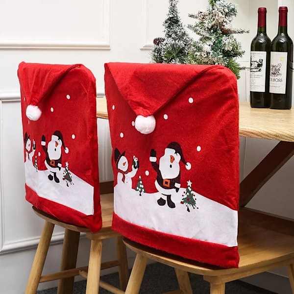 Jul dekoration jul stol överdrag tomten claus snögubbe stol ärm