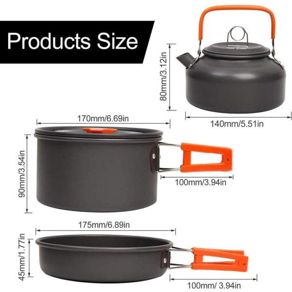Camping köksartiklar set aluminium portabelt utomhus porslin matlagning kit