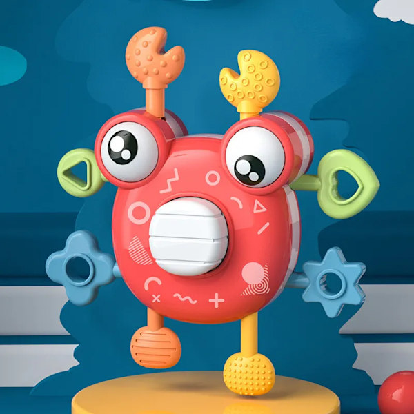 Montessori Baby Toy Crab Hand Finger Press Pull Toy Utveckling Sensory Leksaker 0-12 månader Bringningar