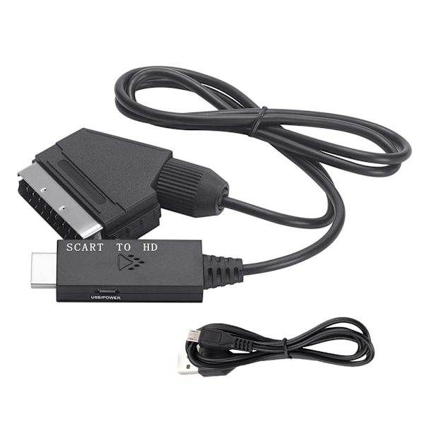 2 deler Scart Til HDMI 1080P Lyd Video Konverter Kabel 1M Adapter