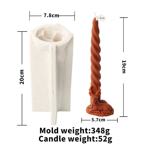 Julemand Spiral Lang Stang Stearinlys Silicone Skimmel Snemand Elg Jule Træ Twisted Stegt Dej