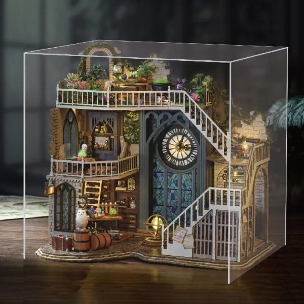 DIY Miniatyr Dock Hus Kit Trä Dockhus Rumslåda Magic Workshop Trädgård Gåvor Jul