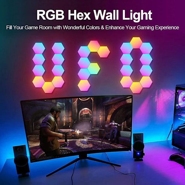 RGB Smart Hexagonal Vägg Lampa Färgskiftande Ambient Natt Ljus