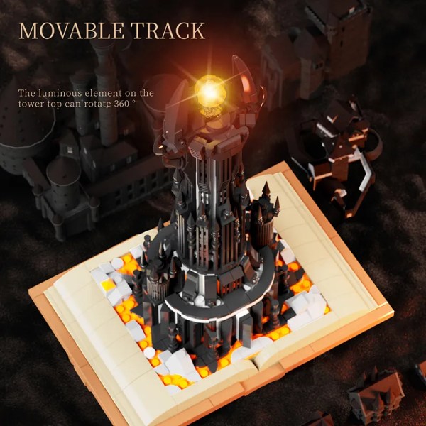 Magisk slot på bog Lord Rings Sauron Eye byggeklodser med led lys saml mursten samling legetøj