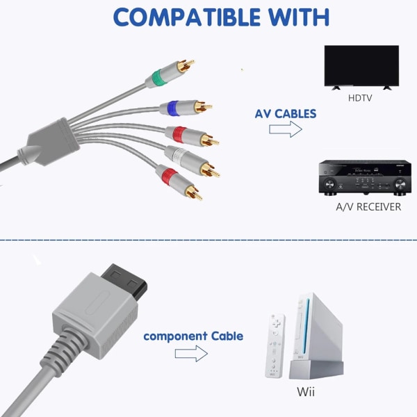 HDTV AV Ljud Adapter Kabel Gaming Maskin Anslutning kablar Komponent Wire 5RCA Spel ersätt linje för Wii