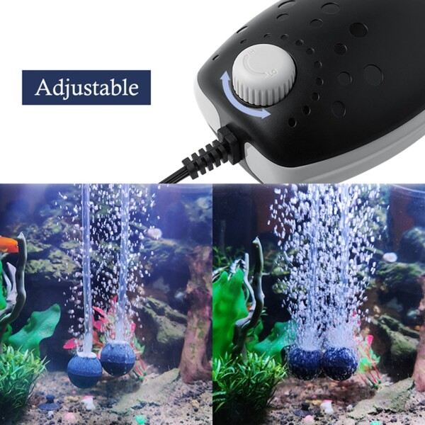 Justerbar  Akvarium Luft Pumpe 2 Uttak Akvarium Kompressor