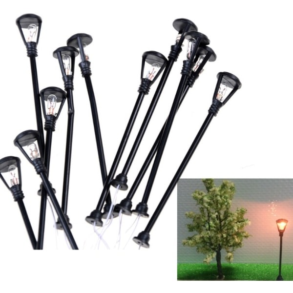 10 stk sæt model LED gade lampe belysning enkelt hoved tog layout legetøj