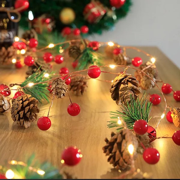 Jul Snöre Ljus Utomhus Vattentät Jul Tall Kotte Ljus LED Koppar Tråd Fe Girland Utplats Xmas Dekoration