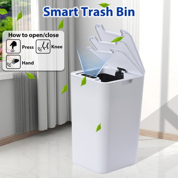 Smart Sensor Søppelbøtte Automatisk Kicking Hvit Søppelbøtte
