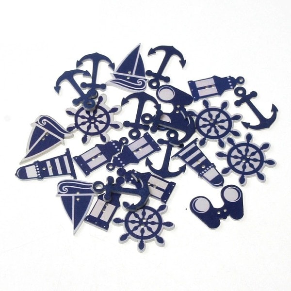 Bland 2 Hull Utskrift Blå Navigasjon Tre Knapper Barn Dekorativ Knapp Gjør det selv Knapper Scrapbooking Tilbehør