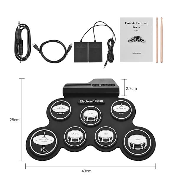 Elektronisk Trum Set USB Roll-Up Silicon Drums Pad