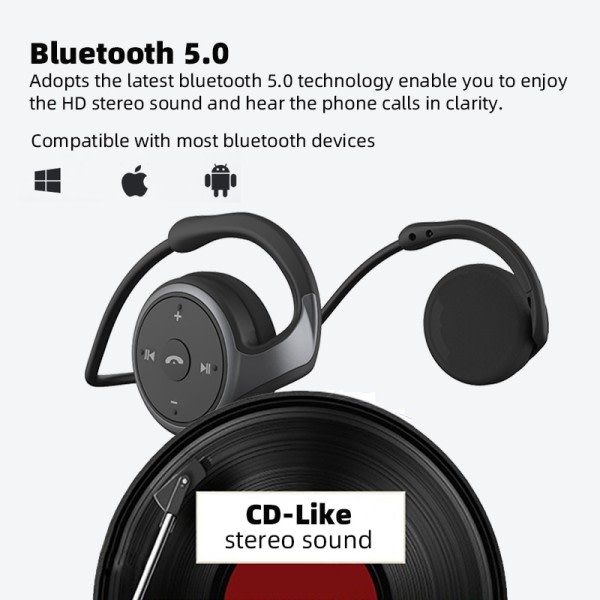 Bluetooth 5.0 Hodetelefoner Sport Løping Trådløs Øretelefoner komfortable  12 timer musikk Bærbar Bluetooth Headset 9a64 | Fyndiq