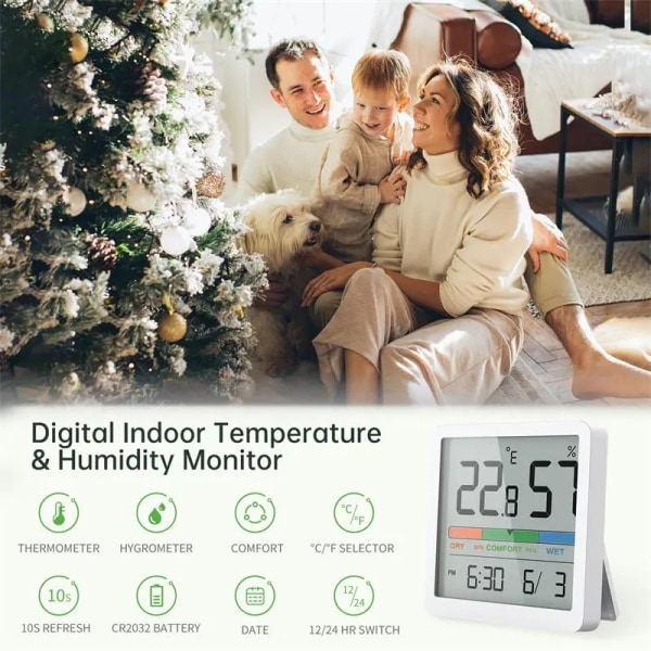 Digital Hjem Indendørs Temperatur Fugtighed Måler LCD Digital Termometer Hygrometer Sensor Måler Vejr Station