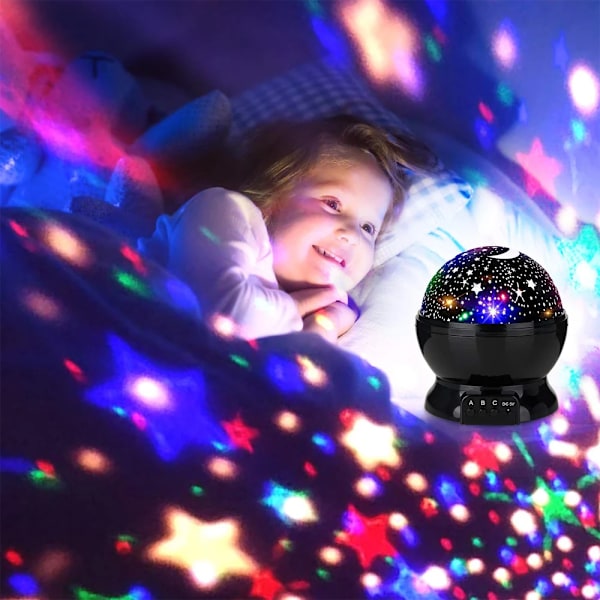 Stjerneklar Projektor Nat Lys Roterende Himmel Måne Lampe Galakse Lamper