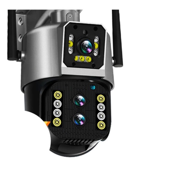 4K 8MP IP WiFi Utomhus Kamera PTZ 10X Hybrid Zoom Auto Spårning Tre Lens Dubbel Skärm Vattentät Säkerhet CCTV Cam