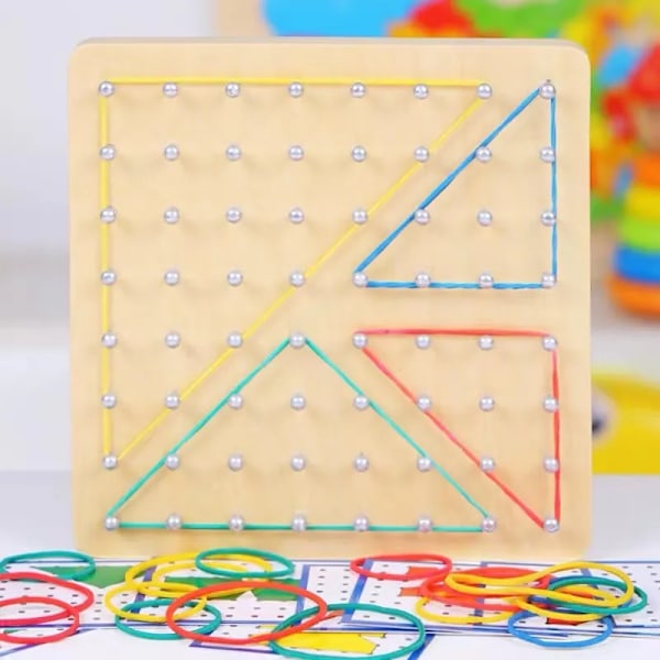 Barn Matte Geometrisk Form Gummi Band Spikerbrett Spill Barn Tidlig Montessori Læring Leker sett